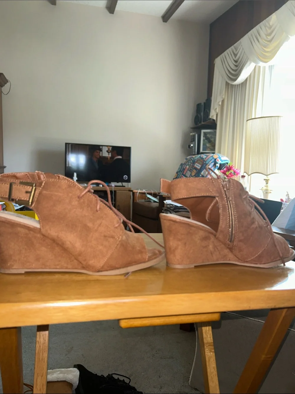 So Women’s Tan Suede Wedge Sandals - Stylish Lace-Up Design